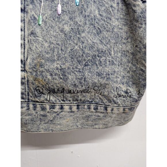 Vintage 90s Jacqueline's de Santa Fe Denim Jacket Wearble Art Puffy Paint Size M - Picture 11 of 11